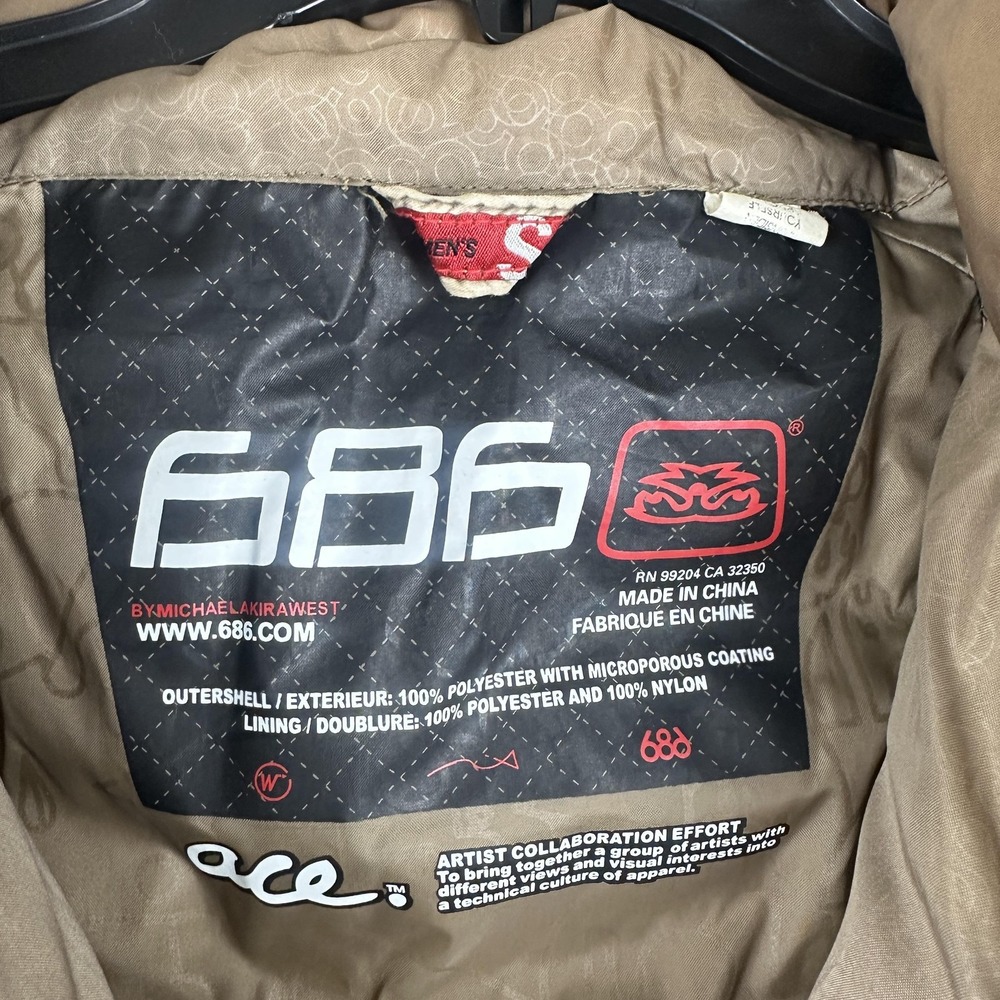 686 Jacket Mens Small Tan Brown Snowboard Ski Hooded Insulated Limited Edition - Picture 3 of 16